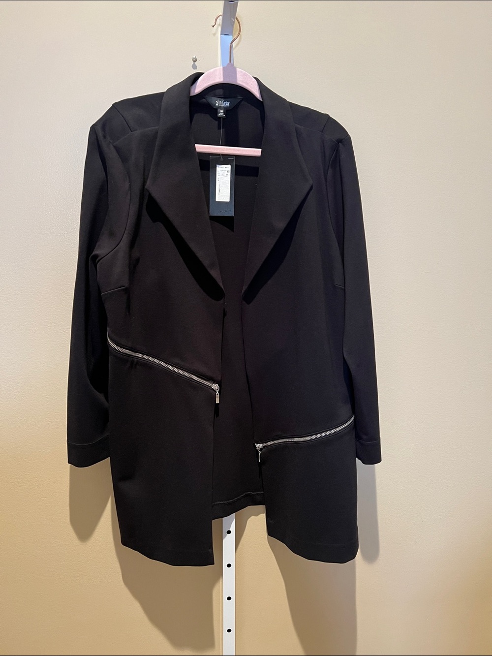Investments Black Women's Zip-Pocket Blazer Jacket